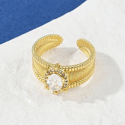 Открытые манжеты из латуни с микропаве и цирконием для женщин&nbsp;RJEW-U059-01G-02