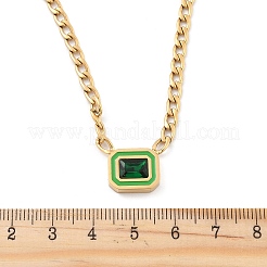 304 нержавеющая сталь горный хрусталь прямоугольный кулон двухслойные ожерелья для женщин&nbsp;NJEW-Z070-01G-02