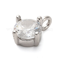 925 плоская круглая подвеска из стерлингового серебра с прозрачным кубическим цирконием&nbsp;STER-U009-07P-02