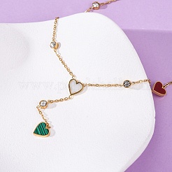 Женские ожерелья с подвеской в виде сердца из нержавеющей стали 304 с кристаллами&nbsp;NJEW-F346-03G