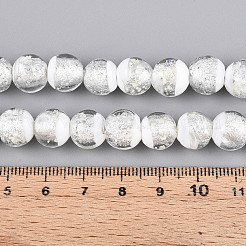 Светящиеся бусины ручной работы из серебряной фольги в технике лэмпворк&nbsp;FOIL-N029-03A