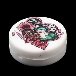 Плоские круглые экологически чистые силиконовые бусины пищевого качества&nbsp;SIL-Q017-03B