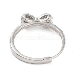 Регулируемые кольца из латуни с бантиком и микро-паве с прозрачным фианитом&nbsp;LS-RJEW-S416-03P