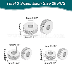 60 шт. 3 стиля 201 нержавеющая сталь разделительные бусины&nbsp;STAS-UN0038-03