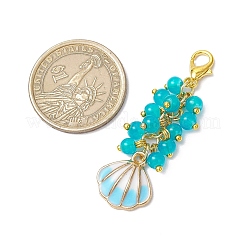 Подвеска в форме ракушки из сплава эмали и круглых стеклянных бусин&nbsp;HJEW-JM03248