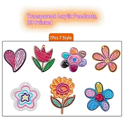 7шт 7 стиля прозрачные акриловые подвески&nbsp;KY-YW0001-18