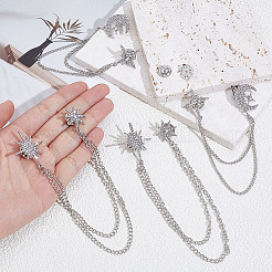 4 шт. 2 стиля брошь-цепочка со звездами и кристаллами из горного хрусталя&nbsp;JEWB-ME0001-28P