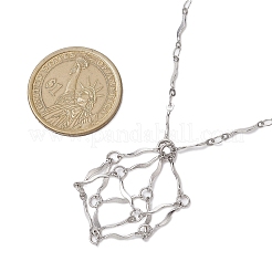 Изготовление ожерелья из волнистой цепочки из нержавеющей стали 304 в технике макраме&nbsp;NJEW-JN05061-02