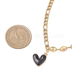 Женские цепочки из нержавеющей стали 304 с подвеской в виде черного сердца из сплава эмали&nbsp;NJEW-JN05565
