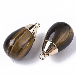Золотые подвески с натуральным тигровым глазом&nbsp;G-T131-02A