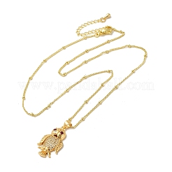 Ожерелья с подвесками из латуни с микропаве и кубическим прозрачным цирконием&nbsp;NJEW-K269-01A-G