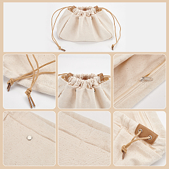 Холщовые косметические мешочки на шнурке&nbsp;ABAG-WH0035-049