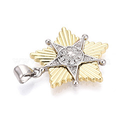 Латунные микропаве прозрачные подвески с фианитом&nbsp;KK-T080-14A-GP