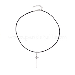 Ожерелье с подвеской-мечом из сплава и вощеными шнурами&nbsp;X-NJEW-JN04473