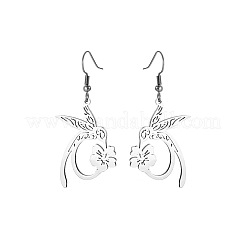 Серьги-подвески из нержавеющей стали 304 с цветком и кроликом&nbsp;FS-WG1999D-02