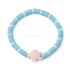 Плоские круглые браслеты ручной работы из полимерной глины heishi с бусинами&nbsp;BJEW-JB11715-01