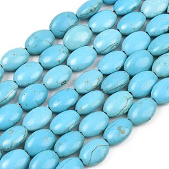 Окрашенные синтетическое бирюзовый овальный шарик прядь&nbsp;G-P083-89G