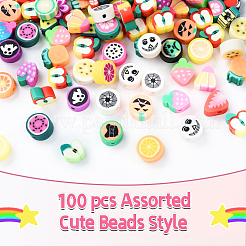 100шт 5 стиля ручной работы бусины из полимерной глины&nbsp;CLAY-YW0002-14