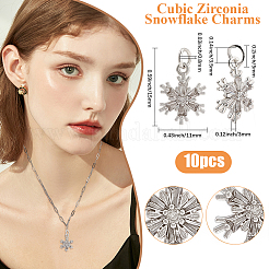10 шт. латунные подвески в виде снежинок с микропаве из прозрачного кубического циркония&nbsp;KK-BBC0021-79
