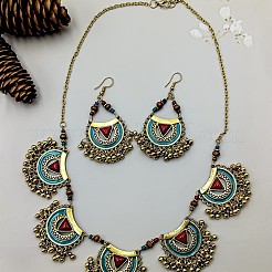 Комплекты подвесок и сережек в богемном стиле из сплава эмали&nbsp;FS-WG7EA3D-01