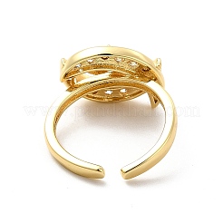 Открытое кольцо-манжета с прозрачным кубическим цирконием в виде луны и звезды&nbsp;RJEW-C055-03G