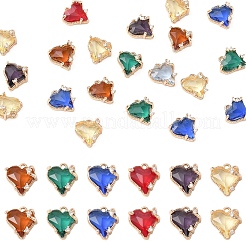 20 шт. латунный микропаве кубический цирконий со стеклянными подвесками&nbsp;KK-YW0002-93