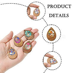 14 шт. подвески из орехового дерева и смолы 7 цветов&nbsp;WOOD-FS0001-31