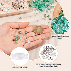 Наборы для самостоятельного изготовления браслетов из натуральных зеленых бусин авантюрина&nbsp;DIY-TA0013-73