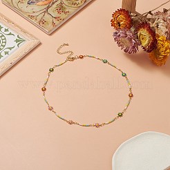 Ожерелье ручной работы из латуни с цветочным звеном для женщин&nbsp;NJEW-JN04266