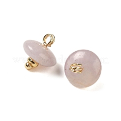 Подвески-рондели из натурального лепидолита с латунными петлями с реечным покрытием&nbsp;G-G110-05B-09