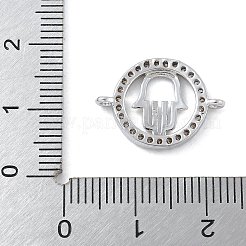 Стойка покрытие латунь микропаве прозрачный кубический цирконий плоский круглый с хамсой разъем для руки подвески&nbsp;KK-A234-039P