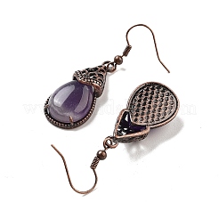 Серьги-подвески с натуральным аметистом EJEW-B055-01R-21