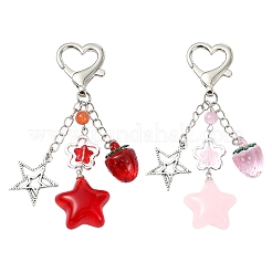 Подвеска из акрила и стекла в виде клубники и звезды&nbsp;HJEW-YW00040-01