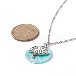 Ожерелье с подвеской в виде ракушки Capiz с цветным покрытием ab&nbsp;NJEW-JN04220