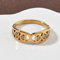 Кольца из нержавеющей стали 304 с кубическим цирконием для женщин&nbsp;RJEW-F189-03G