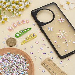 580шт 14 стиля стеклянные кабошоны со стразами&nbsp;GGLA-FG0001-06