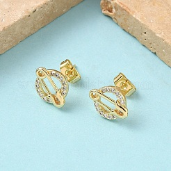 Серьги-гвоздики из латунной микропаве с прозрачными кубическими цирконами&nbsp;EJEW-Z144-28G