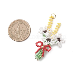 3 шт. букет из 3D стеклянных бусин с подвесками-бантиками&nbsp;PALLOY-MZ01153