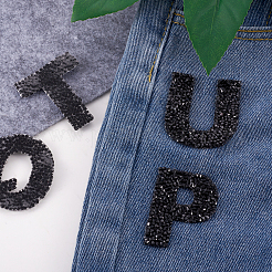 Нашивки со стразами в виде алфавита&nbsp;FW-TAC0001-01E