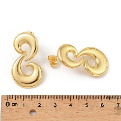 Серьги-гвоздики из латуни в форме двойной луны&nbsp;EJEW-F389-18G