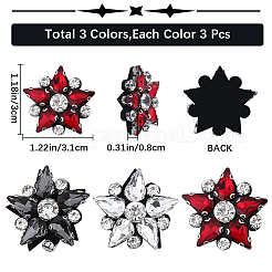 9 шт. аппликации в виде звезд 3 цветов&nbsp;PATC-GF0001-40