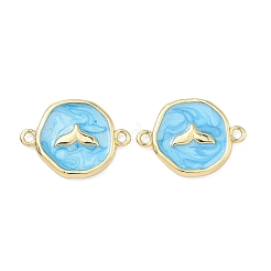 Подвески-коннекторы из латуни с эмалью в морском стиле&nbsp;KK-C251-05G-02