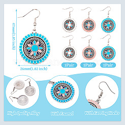 3 пара двухцветных эмалевых сережек-подвесок для женщин&nbsp;EJEW-TA0001-42