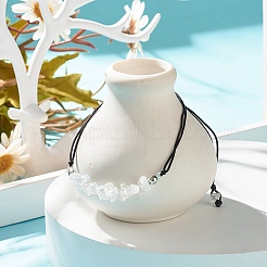 Плетеный браслет из бисера с кристаллами натурального кварца&nbsp;BJEW-JB08019-06