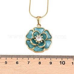 Ожерелья с подвеской в виде цветка из нержавеющей стали 304 с прозрачными кубическими цирконами и эмалью&nbsp;NJEW-H088-02G
