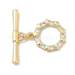 Застежки-тоглы с микропаве из прозрачных кубических цирконий в форме звезд из латуни&nbsp;KK-G548-27G