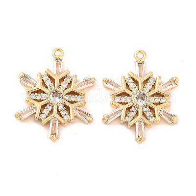 Латунные микропаве прозрачные подвески с фианитом KK-S389-14G-1