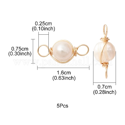 Шармы-соединители из натурального культивированного пресноводного жемчуга PALLOY-YW0001-39-1