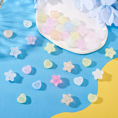 50 шт. 2 вида прозрачных акриловых бусин с эффектом кракле&nbsp;OACR-TA0003-89-1