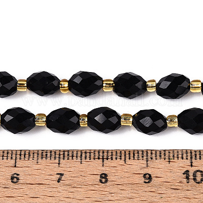 Натуральный черный обсидиан бисер пряди&nbsp;G-N342-35-8x6-01-1
